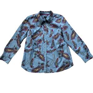 Talbots 100% Cotton Paisley Button Down Shirt Size M